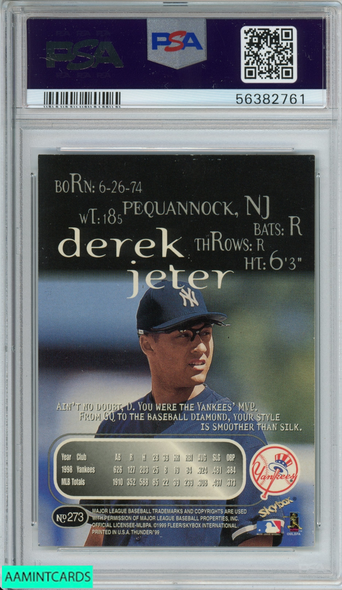 1999 SKYBOX THUNDER DEREK JETER #273 NEW YORK YANKEES HOF PSA 5 EX 56382761