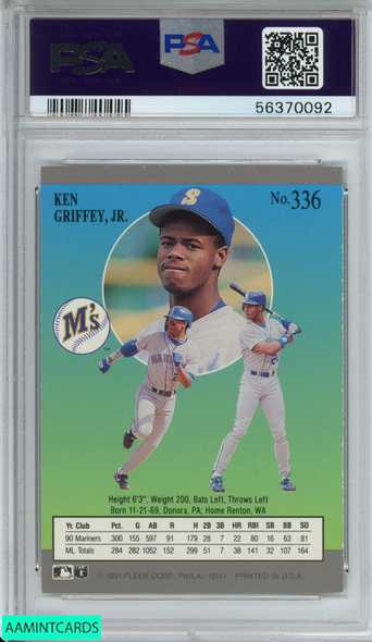 1991 ULTRA KEN GRIFFEY JR #336 SEATTLE MARINERS HOF PSA 7 NM 56370092