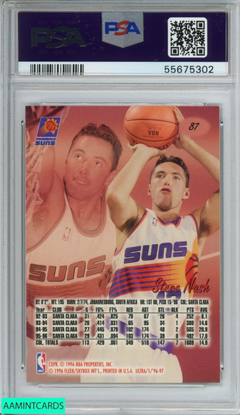 1996 ULTRA STEVE NASH #87 ROOKIE RC PHOENIX SUNS HOF PSA 7 NM 55675302