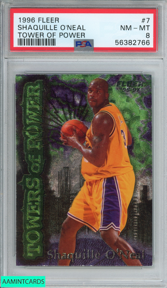 1996 FLEER TOWER OF POWER SHAQUILLE ONEAL #7 LOS ANGELES LAKERS HOF PSA 8 NM-MT 56382766