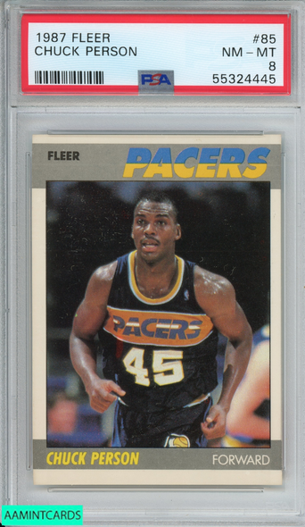 1987 FLEER CHUCK PERSON #85 ROOKIE RC INDIANA PACERS PSA 8 NM-MT 55324445
