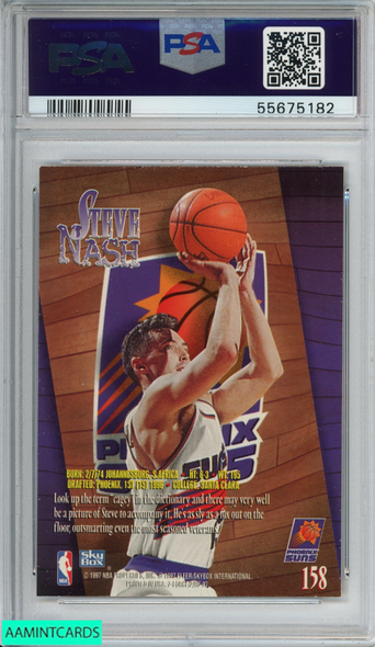 1996 SKYBOX Z-FORCE STEVE NASH #158 ROOKIE RC PHOENIX SUNS HOF PSA 8.5 NM-MT+ 55675182