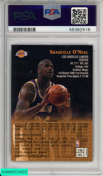 1997 FINEST SHAQUILLE ONEAL #148 W COATING LOS ANGELES LAKERS HOF PSA 9 MINT 56382918