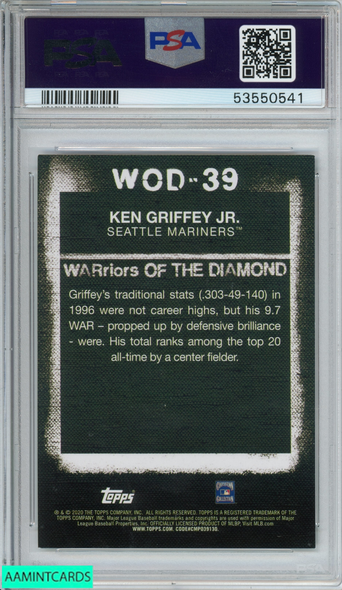 2020 TOPPS WARRIORS OF THE DIAMOND KEN GRIFFEY JR #WOD39 MARINERS PSA 8 NM-MT 53550541