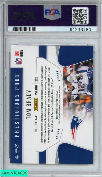 2020 PANINI PRESTIGE PRESTIGIOUS PROS TOM BRADY #PPTB PATRIOTS PSA 9 MINT 61213780