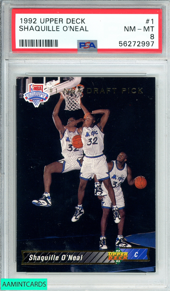 1992 UPPER DECK SHAQUILLE ONEAL #1ORLANDO MAGIC ROOKIE RC PSA 8 NM-MT 56272997