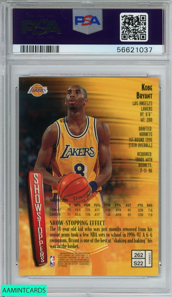 1997 FINEST KOBE BRYANT #262 W COATING LOS ANGELES LAKERS HOF PSA 8 NM-MT 56621037