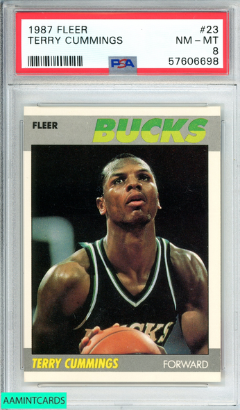 1987 FLEER TERRY CUMMINGS #23 MILWAUKEE BUCKS PSA 8 NM-MT 57606698