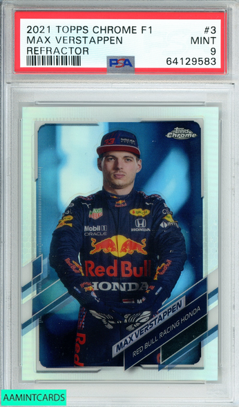 2021 TOPPS CHROME F1 MAX VERSTAPPEN #3 REFRACTOR RED BULL PSA 9 MINT 64129583