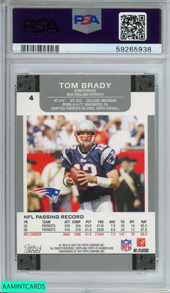 2007 TOPPS CO-SIGNERS TOM BRADY #4 NEW ENGLAND PATRIOTS PSA 8 NM-MT 59265938