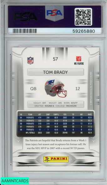 2009 PLAYOFF PRESTIGE TOM BRADY #57 NEW ENGLAND PATRIOTS PSA 8 NM-MT 59265880