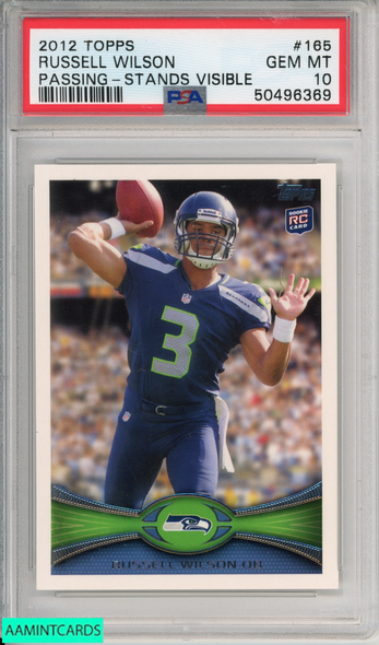 2012 TOPPS RUSSELL WILSON #165 PASSING-STANDS VISIBLE ROOKIE SEAHAWKS RC PSA 10 50496369