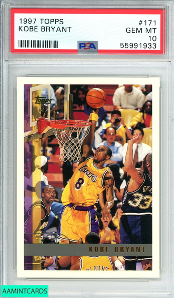 1997 TOPPS KOBE BRYANT #171 LOS ANGELES LAKERS 2ND YEAR MAMBA PSA 10 GEM MT 55991933