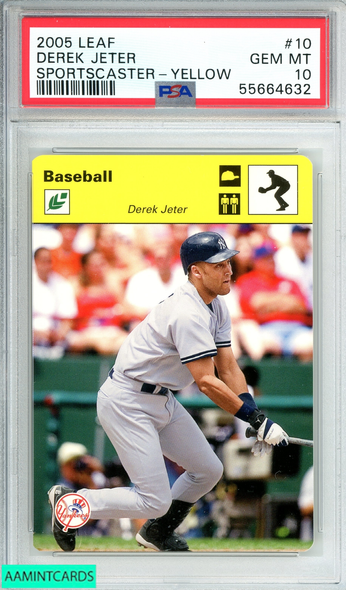 2005 LEAF DEREK JETER #10 SPORTSCASTER-YELLOW 23 OF 25 YANKEES PSA 10 GEM MT 55664632