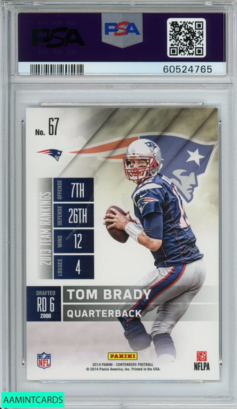 2014 PANINI CONTENDERS TOM BRADY #67 NEW ENGLAND PATRIOTS PSA 8 NM-MT 60524765