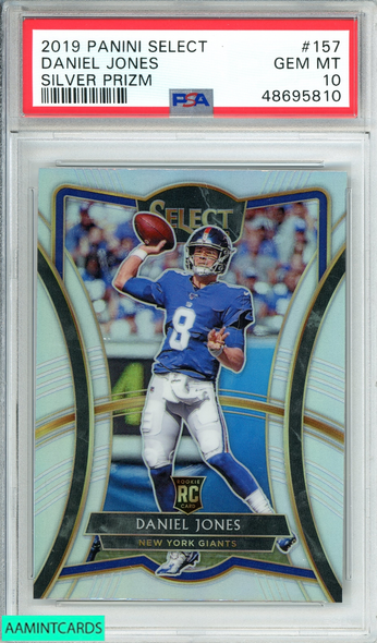 2019 PANINI SELECT DANIEL JONES #157 SILVER PRIZM NY GIANTS ROOKIE RC PSA 10 48695810