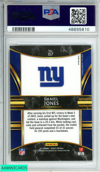 2019 PANINI SELECT DANIEL JONES #157 SILVER PRIZM NY GIANTS ROOKIE RC PSA 10 48695810