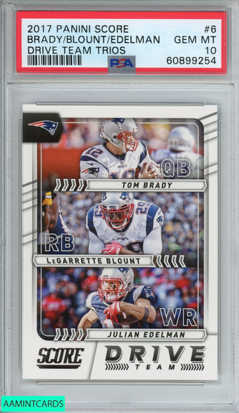 2017 PANINI SCORE DRIVE TEAM TRIOS BRADY BLOUNT EDELMAN #6 PSA 10 GEM MT 60899254