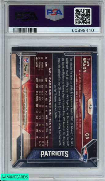 2015 TOPPS CHROME TOM BRADY #50 NEW ENGLAND PATRIOTS PSA 10 GEM MT 60899410