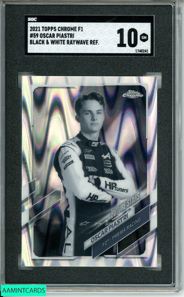 2021 TOPPS CHROME F1 OSCAR PIASTRI#59 BLACK WHITE RAYWAVE REF RC SGC 10 GEM MINT 1740241