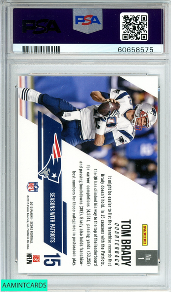 2015 PANINI SCORE TOM BRADY #1 FRANCHISE NEW ENGLAND PATRIOTS PSA 10 GEM MT 60658575