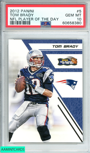 2012 PANINI TOM BRADY#5 NFL PLAYER OF THE DAY NEW ENGLAND PATRIOTS PSA 10 GEM MT 60658380