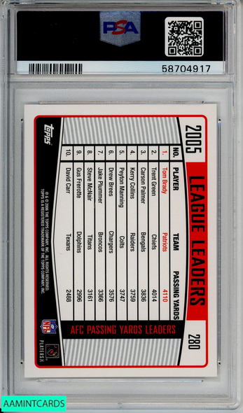 2006 TOPPS TOM BRADY #280 NEW ENGLAND PATRIOTS PSA 10 GEM MT 58704917