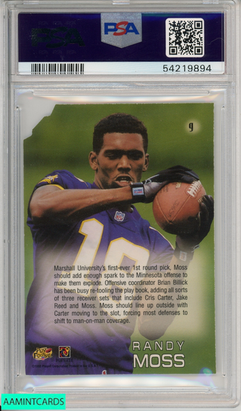 1998 PLAYOFF ABSOLUTE RANDY MOSS #9 DRAFT PICKS-SILVER DIE-CUT RC PSA 9 MINT 54219894