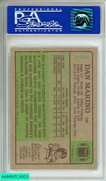 1984 TOPPS DAN MARINO #123 MIAMI DOLPHINS HOF  ROOKIE RC PSA 8 NM-MT 02026556