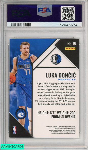 2019 PANINI CHRONICLES LUKA DONCIC #15 DALLAS MAVERICKS PSA 9 MINT 52646674