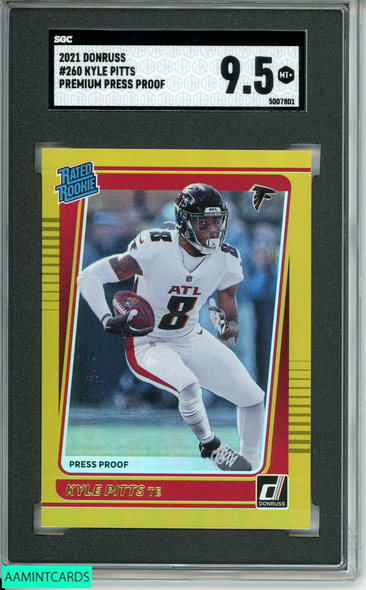 2021 DONRUSS KYLE PITTS #260 PREMIUM PRESS PROOF ROOKIE RC SGC 9.5 MT+ 5007801