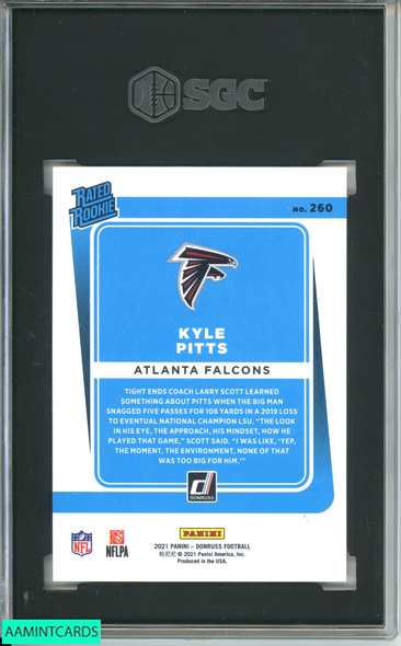 2021 DONRUSS KYLE PITTS #260 PREMIUM PRESS PROOF ROOKIE RC SGC 9.5 MT+ 5007801