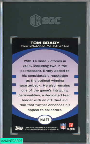 2007 TOPPS HOBBT MASTERS TOM BRADY #HM-TB NEW ENGLAND PATRIOTS SGC 9 MT 3781846