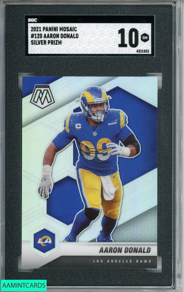 2021 PANINI MOSAIC AARON DONALD #120 SILVER PRIZM LOS ANGELES RAMS SGC 10 GM 4321831