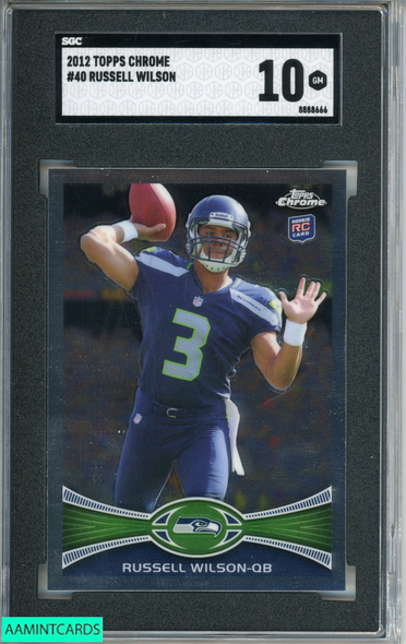 2012 TOPPS CHROME RUSSELL WILSON #40 ROOKIE RC SEATTLE SEAHAWKS SGC 10 GM 8888666