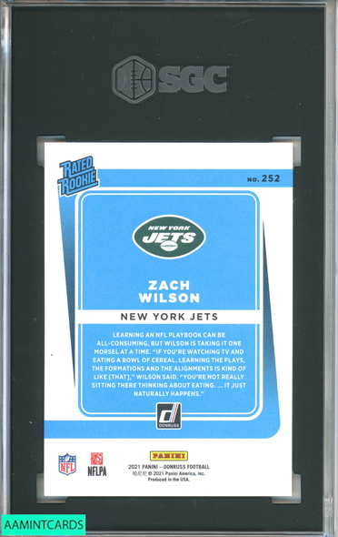 2021 DONRUSS ZACH WILSON #252 PREMIUM PRESS PROOF ROOKIE RC JETS