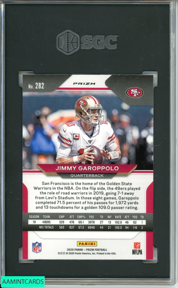 2020 PANINI PRIZM JIMMY GAROPPOLO #282 BLACK WHITE CHECKER SGC 8.5 NM MT+ 2124046