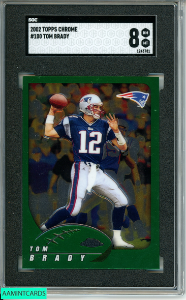 2002 TOPPS CHROME TOM BRADY #100 NEW ENGLAND PATRIOTS 2ND YR CARD SGC 8 NM MT 1243781