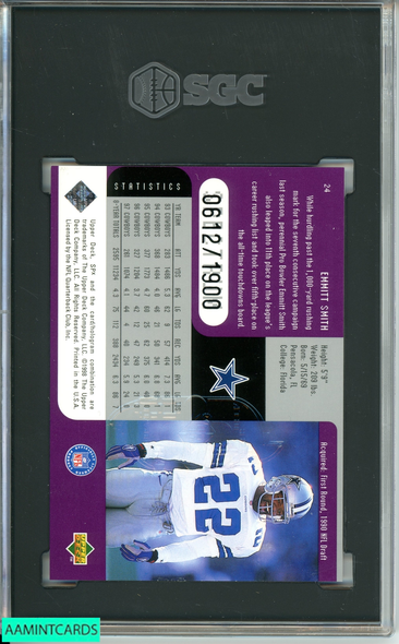 1998 UPPER DECK SPX FINITE EMMITT SMITH #24 SPECTRUM 612 OF 1900 SGC 9 MT 6672411