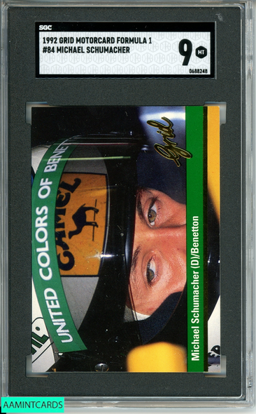 1992 GRID MOTORCARD FORMULA 1 MICHAEL SCHUMACHER #84 BENETTON ROOKIE SGC 9 MINT 0688248