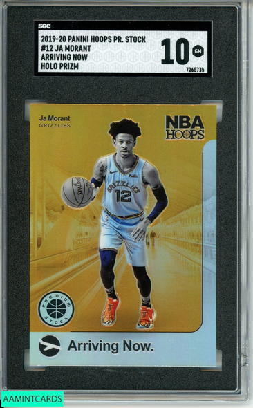 2019-20 PANINI HOOPS PR STOCK JA MORANT#12 ARRIVING NOW HOLO PRIZM RC SGC 10 GM 7260735