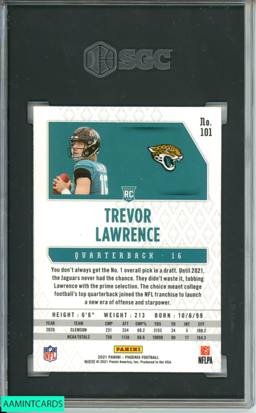 2021 PANINI PHOENIX TREVOR LAWRENCE #101 JACKSONVILLE JAGUARS ROOKIE RC SGC 9 MT 5304416