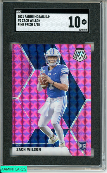 2021 PANINI MOSAIC DP ZACH WILSON #2 PINK PRIZM 7 OF 25 ROOKIE RC SGC 10 GM 0248850