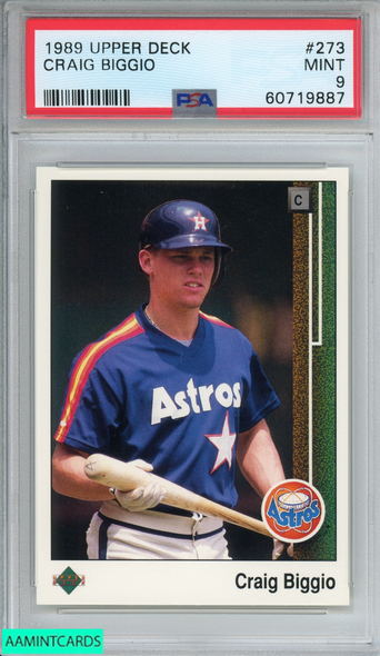 1989 FLEER CRAIG BIGGIO #353 ROOKIE RC HOUSTON ASTROS HOF PSA 9 MINT  60874757