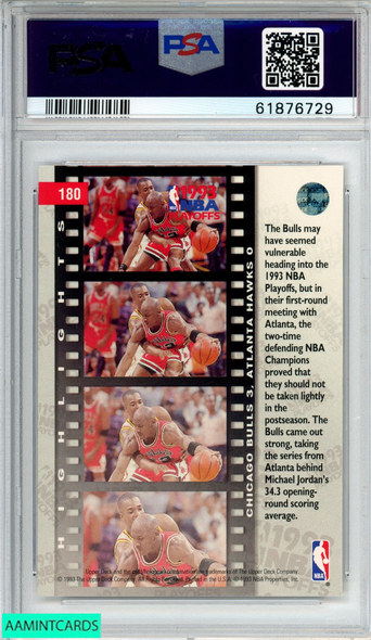 1993 UPPER DECK MICHAEL JORDAN STACEY AUGMON #180 HOF PSA 10 GEM MT 61876729