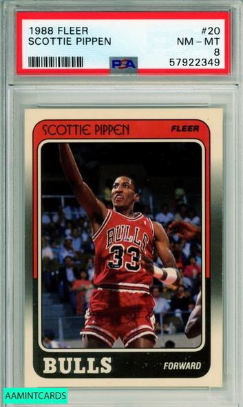 1988 FLEER SCOTTIE PIPPEN #20 ROOKIE CHICAGO BULLS HOF PSA NM-MT 8 57922349