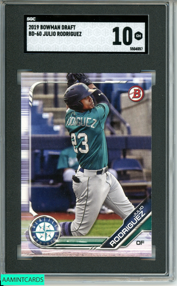 2019 BOWMAN DRAFT JULIO RODRIGUEZ #BD-60 SEATTLE MARINERS ROOKIE RC SGC 9.5  MT+ 8137146 - AA Mint Cards