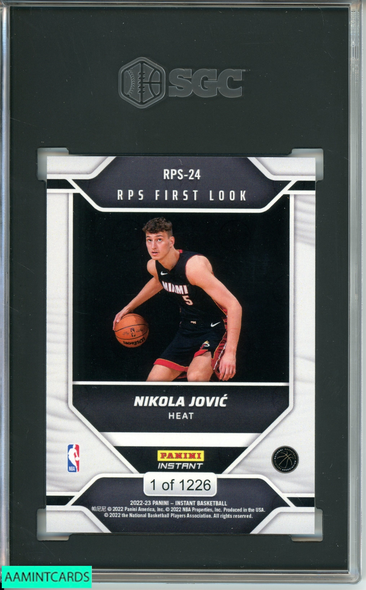 2022-23 PANINI INSTANT NIKOLA JOVIC #RPS-24 RPS FIRST LOOK MIAMI HEAT SGC 10 GM 7002442