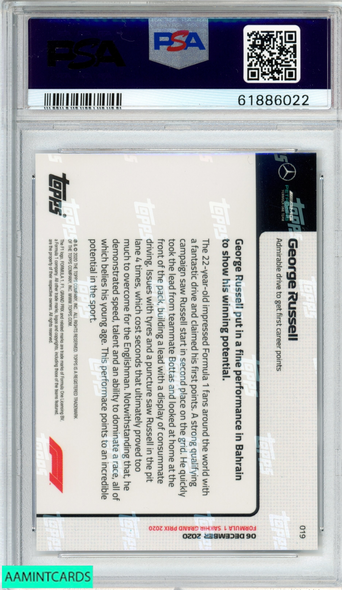 2020 TOPPS NOW FORMULA 1 GEORGE RUSSELL #19 ROOKIE RC PSA 10 GEM MT 61886022