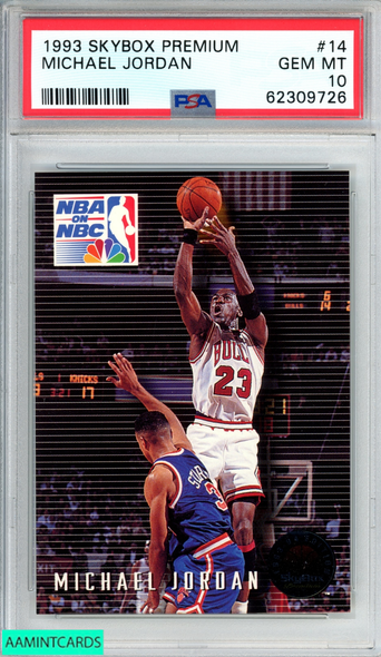 1993 SKYBOX PREMIUM MICHAEL JORDAN #14 NBA ON NBC BULLS HOF PSA 10 GEM MT 62309726